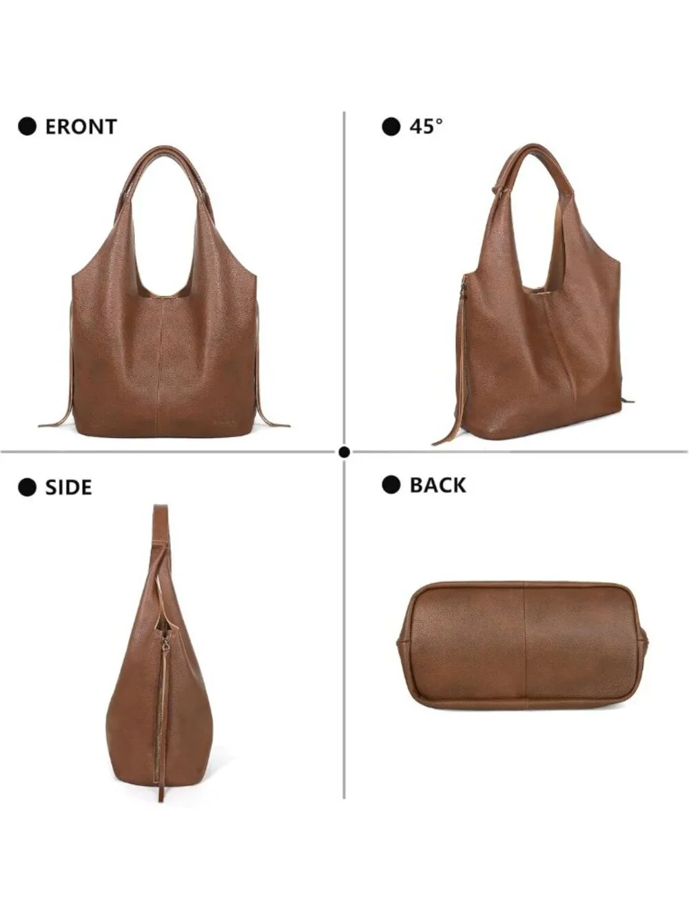 Stylish Genuine Leather Slouchy Hobo Tote Bag | Chic Shoulder Handbag for Women